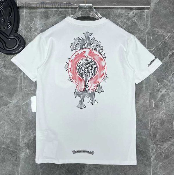 

men's luxury t shirt classic brand short sleeve tees men women sanskri letter horseshoe couple t-shirs designer polos tshirs cross tee, White;black