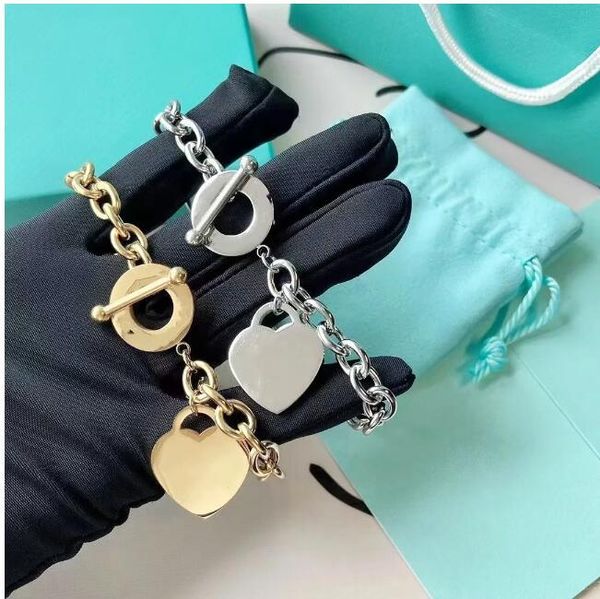

selling birthday christmas gifts 925 link chain silver heart bracelet necklace set wedding statement jewelry heart pendant necklaces bracele, Black