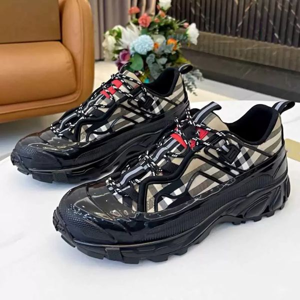 

2023 designer men sneakers striped casual shoes arthur shoe vintage platform trainers suede leather sneaker 39-45, Black
