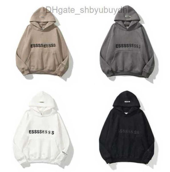 

men's hoodies sweatshirts luxury ess essentials jackets men women chest letter pullover hoodie hooded sweater loose casual sweatsh, Black