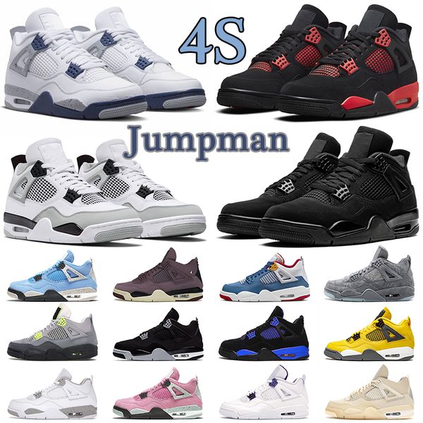 

red thunder jumpman 4 4s basketball shoes mens athletic shoe military black midnight navy black cat white oreo men women outdoor sport sneak, White;red