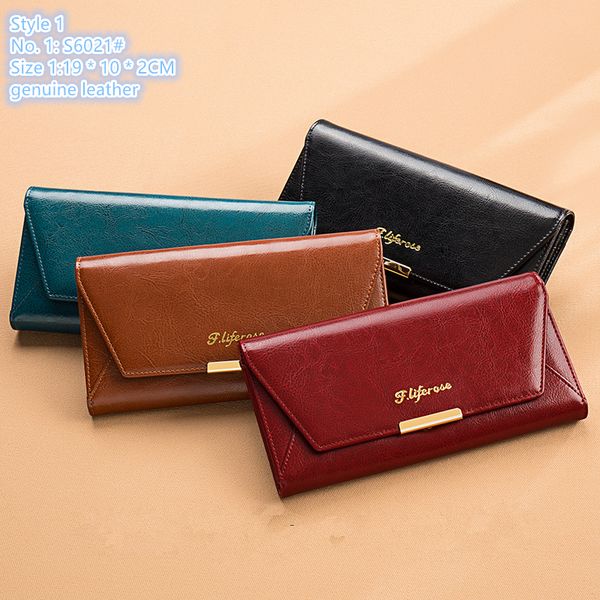 

factory wholesale ladies shoulder bags 2 styles large capacity leather long wallet folding multifunctional retro mobile phone coin purse ele, Red;black