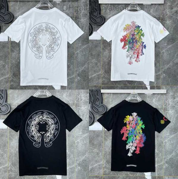 

luxury t shirt classic men's brand tees men women sanskrit letter short sleeve horseshoe couple t-shirts designer polos tshirts cross, White;black