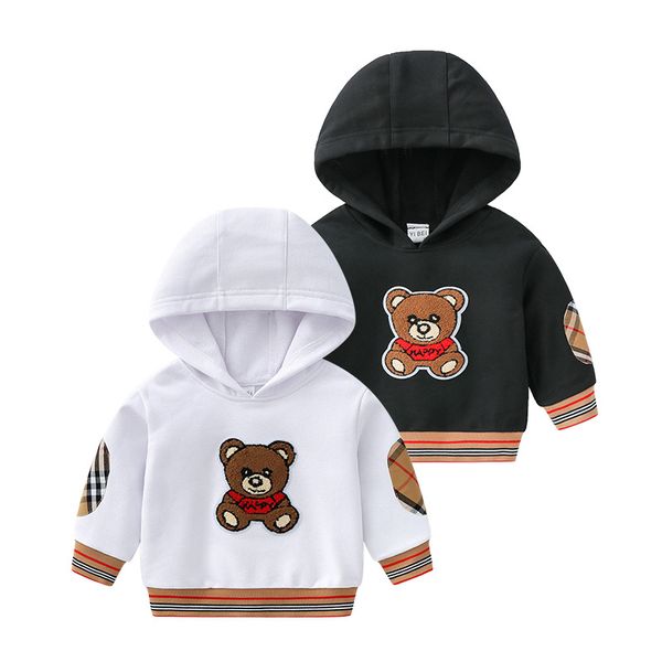 

fashion children clothes sports hoodies cute bear toddler girls sweatshirt spring baby boys cotton outwear, Black