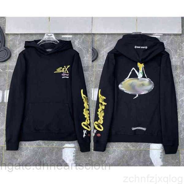 

fashion mens designer heart sweatshirts classic brand ch loose chromes hoodie horseshoe sanskrit print luxury zipper jacket pullover hooded, Black