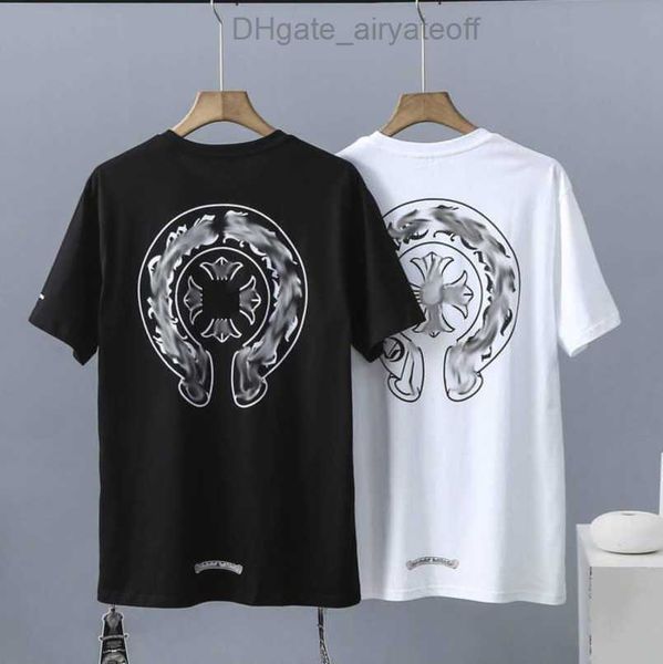 

luxury t shirt men's fashion brand tees men women sanskrit letter couple t-shirt sweatshirt horseshoe flower short sleeve polos cross, White;black