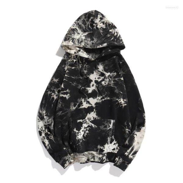 

men's hoodies plain knit fleece loose tie dyed hoodie pullover sweatshirts, Black