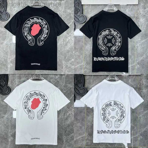 

luxury t shirt men's fashion brand short sleeve couple tees t-shirs men women sweashirs sanskri letter horseshoe polo cross tee 96f2, White;black