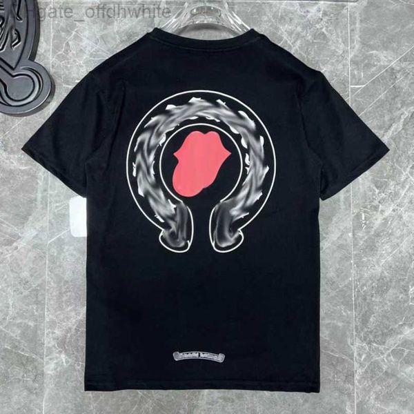 

luxury t shirt men's fashion brand short sleeve tees men women sanskri letter couple sweashir horseshoe flower polos cross tee tshirs, White;black