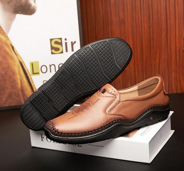 

2023 spring loafers men fashion business dress shoes pu leather metal decoration low heel flat bottom round head comfortable pedal, Black