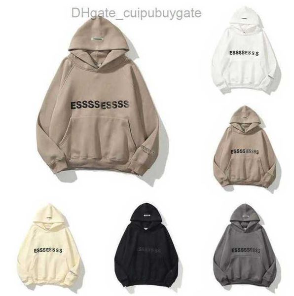 

men's sweatshirts luxury jackets esss entials hoodies men women chest letter pullover hoodie hooded sweater loose casual sweatshirt co, Black