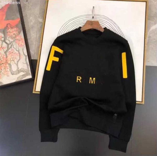 

2023 men's sweaters designer fen chest embroidered badge men hoodies womens couple models size s-6xl clothes 100% cotton, White;black