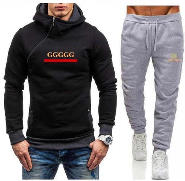 

men tracksuit sportswear set brand mens tracksuit sporting fitness clothing two pieces sets polo sweatshirts pants casual mens track suit, Gray