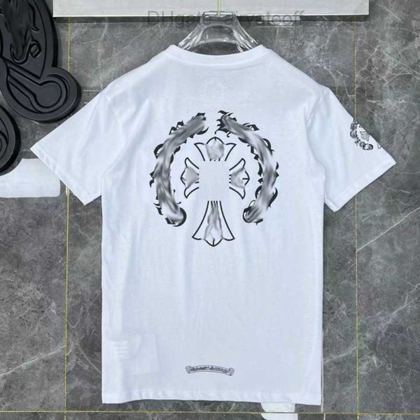 

luxury t shirt men's fashion brand tees men women sanskrit letter sweatshirts short sleeve horseshoe couple t-shirt classic cross tee, White;black