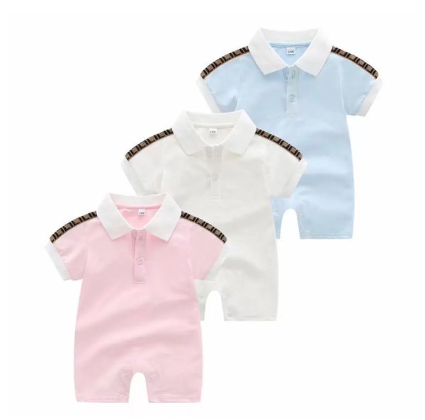 

baby rompers newborn girls and boy short sleeve cotton clothes designer brand letter print infant baby romper children pajamas, Blue