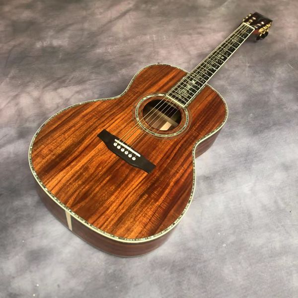 

39 "full koa wood 0045 luxury black finger abalone shell mosaic acoustic acoustic guitar