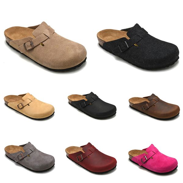 

designer slippers boston spring summer autumn cork flat fashion leather slide favourite beach sandals casual shoes clogs for women men arizo, Black