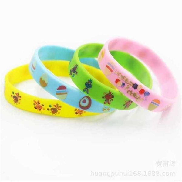 

2023 happy easter bangle cartoon silicone bracelets cute bunny easters rabbit eggs print elasticity hand wristband silica jelly rubber brace, Red;brown