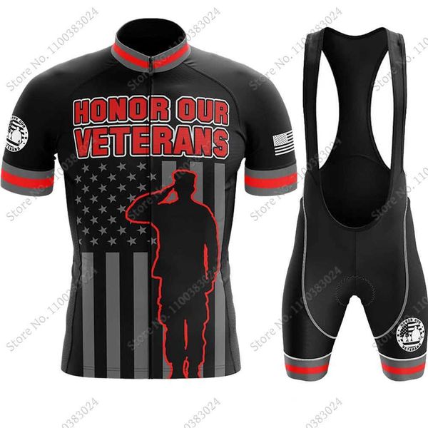 

2023 usa honor our veteran cycling jersey set summer bicycle clothing road bike shirts suit bicycle bib shorts mtb ropa maillot, Black;red