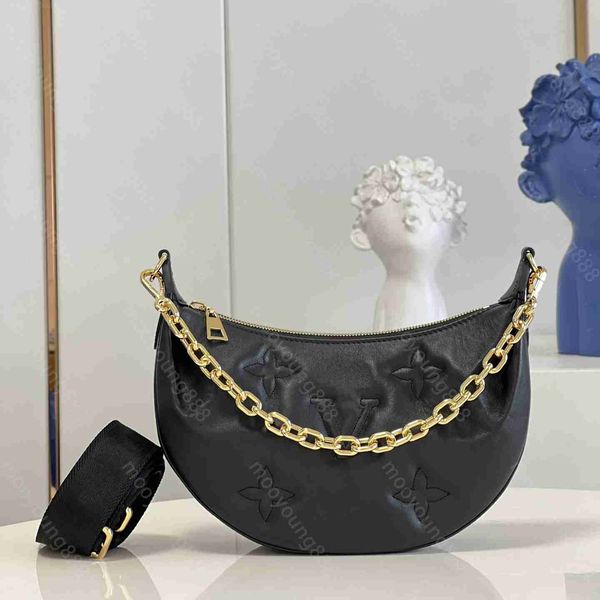 

10a tier mirror quality luxuries designers half moon bag small real leather quilted purse over the moon women handbag black shoulder