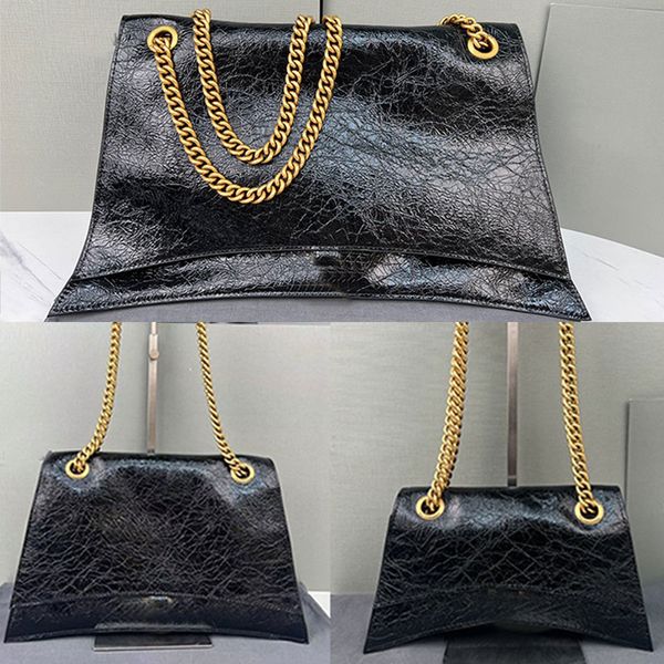 

crush hourglass chain bag calfskin leather shoulder crossbody bags fashion letter hardware women handbag purse studded magnet closure three