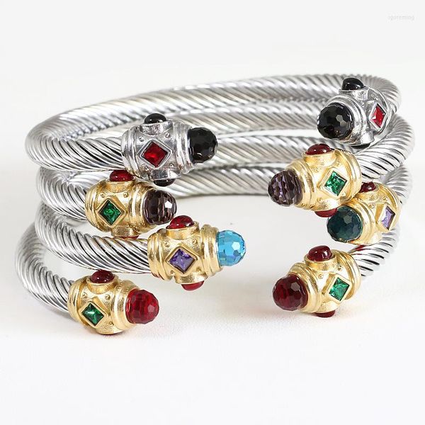 

designer bracelet bangle ys stainless steel bracelet wire twist adjustable size women luxury color zircon jewelry prom party accessories gif, Black