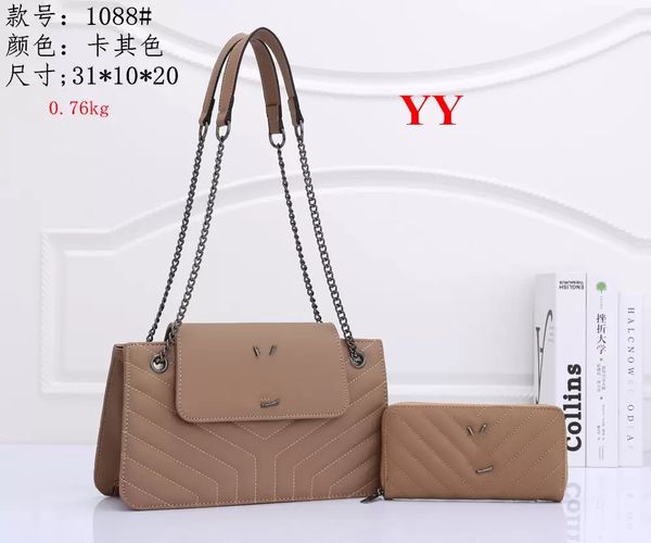 

2 pcs set women loulou yslity bag handbag flap gold chain shoulder bags luxurious designers tote lady clutch messenger evening bags with wal