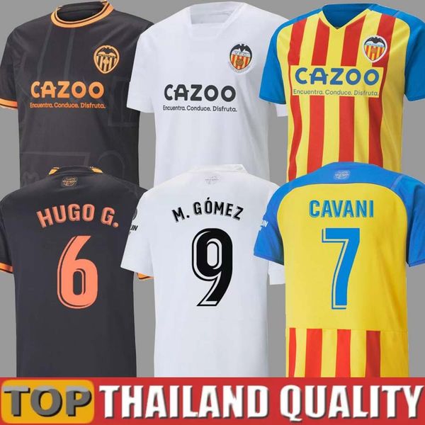 

22 23 cavani valencia soccer jerseys guedes gameiro florenzi home away third camisetas de futbol rodrigo gaya m.gomez men kids kit football, Black;yellow