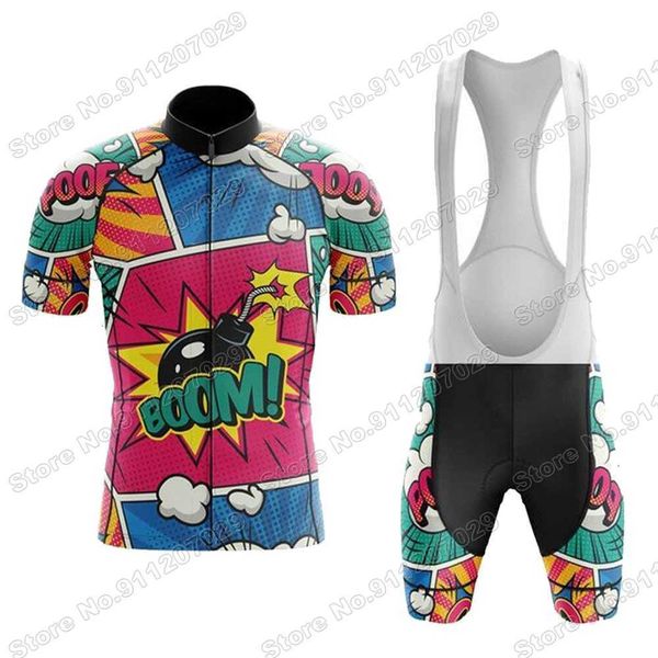 

2021 explosive comics cycling jersey set summer bicycle clothing road bike shirts suit bicycle bib shorts mtb wear maillot, Black;red