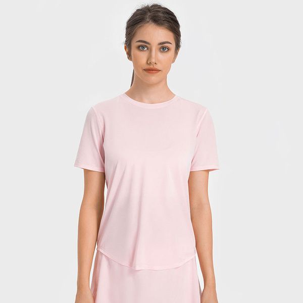 

l333 quick drying tennis shirt women outdoor running short sleeves shirts breathable yoga water-cooled fabric cool sweatshirt, White;yellow