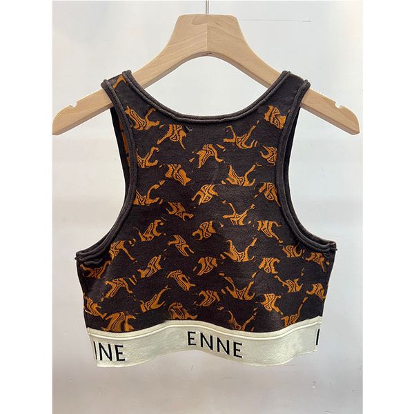 

women's women t luxury shirt brand summer fashion tanks round neck sleeveless tank street wear pattern knit cropped for female casual, White