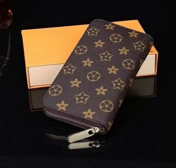

2023 fashion flowers designer zipper wallets luxurys men women leather bags classic letters coin purse original box plaid card holder 699