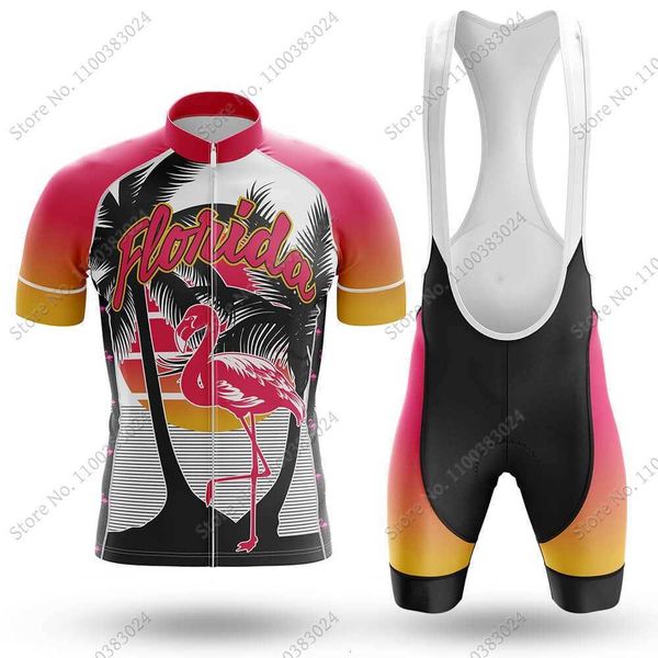 

2022 florida cycling clothing jersey set mens summer slovakia road bike shirts bicycle bib shorts mtb wear ropa maillot culotte, Black;red