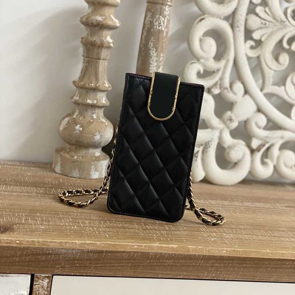 

cc bag 10a mirror quality vintage flap phone holder with chain bag ap2981 luxury designer lambskin mobile pouch with box c216