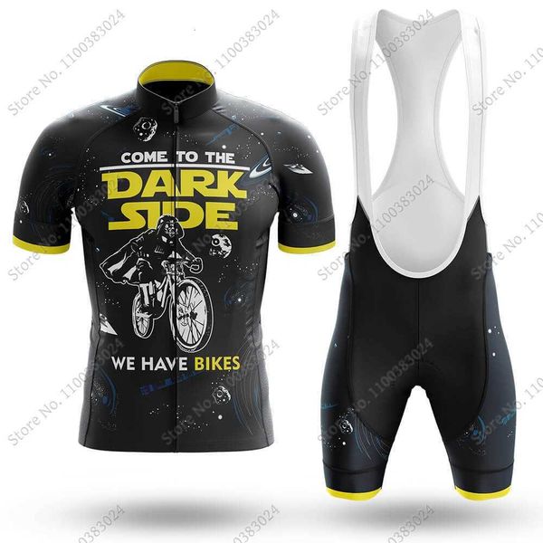 

come-to-dark-side cycling jersey 2022 set mens black bicycle clothing road bike shirts suit bicycle bib shorts mtb ropa maillot, Black;red