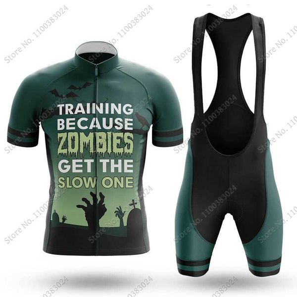 

2023 zombies cycling jersey set mens summer clothing road bike shirts suit bicycle bib shorts mtb ropa maillot, Black;red