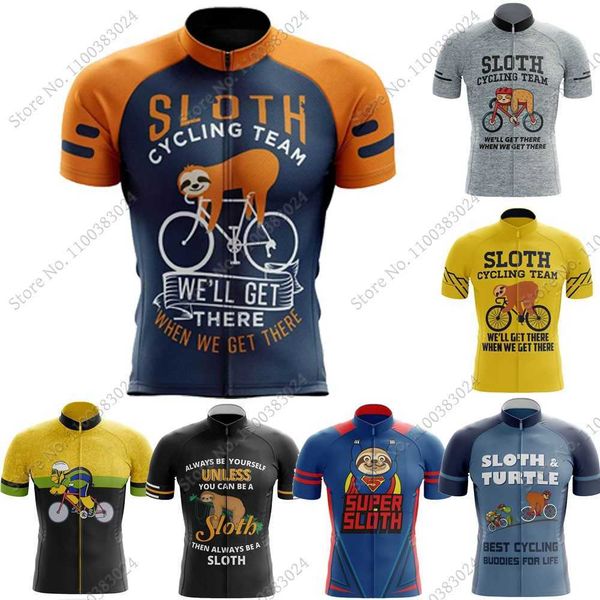 

maillot sloth 2022 mens funny cartoon anime cycling jersey set summer bicycle clothing shirts suit bicycle bib shorts mtb ropa, Gray;blue
