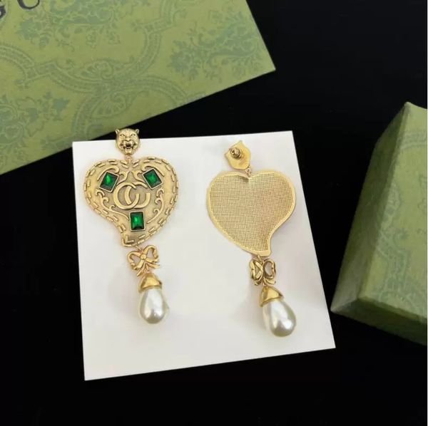 

european and american pearl dangle earrings for designer for women letter gold jewelry gift wholesales with box, Golden