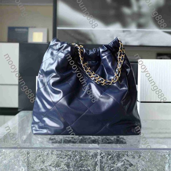 

10a tier quality luxuries designers 22 handbag small quilted tote women real leather bucket purse shopping tote deep blue calfskin