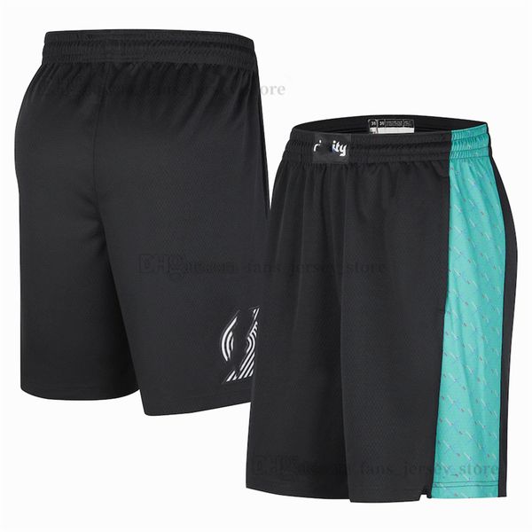 

printed basketball shorts lillard bledsoe nurkic team trillest shorts 2022-23 city pocket black white