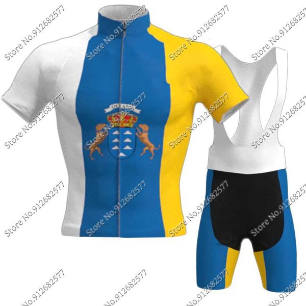 

cycling jersey canary islands flag 2022 set men retro bicycle clothing road bike shirts suit bicycle bib shorts mtb ropa maillot, Black;red