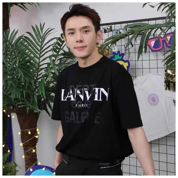 

men's t-shirt lan cotton 2023 letter black men women round neck short sleeve t-shirt leisure casual vin simple pw6e, White;black