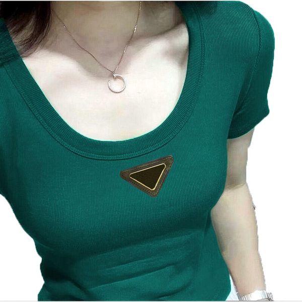 

designers classic fashion womens polos short sleeved shirt summer street beach casual comfortable breathable women knitted t shirt round nec, White