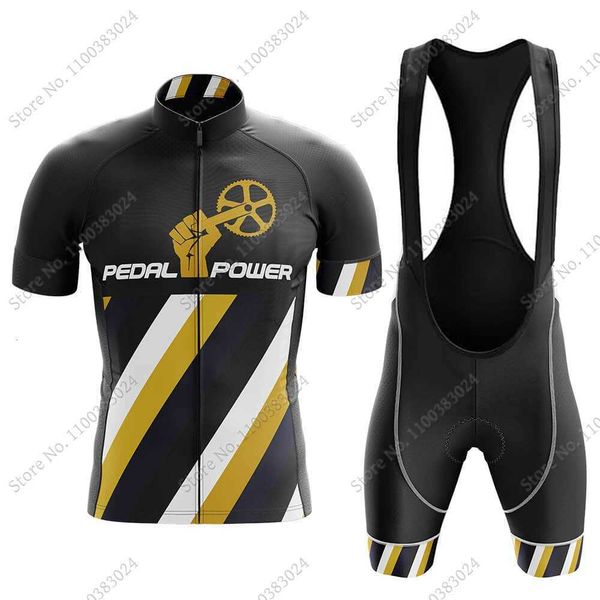 

2022 pedal-power cycling jersey set men's summer bicycle clothing bike shirt suit bib shorts mtb maillot culotte, Black;red