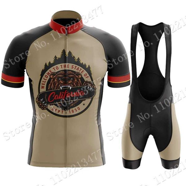 

cycling jersey california republic 2023 bear set cartoon anime cycling usa clothing man road bike shirts suit bib shorts mtb, Black;red