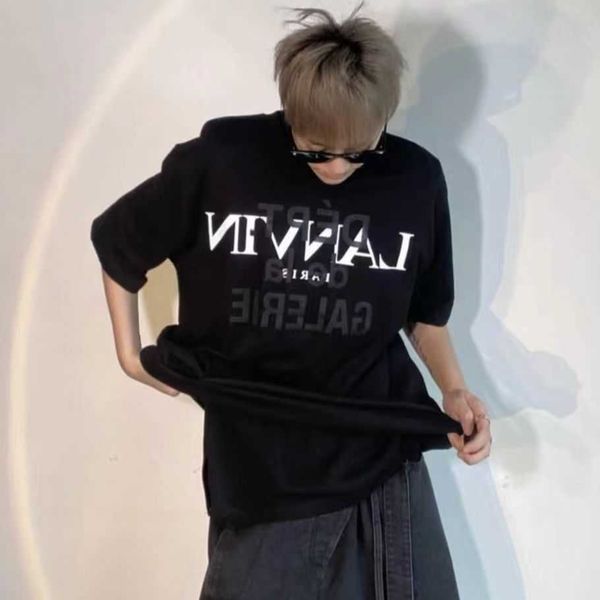

men's t-shirt lan cotton 2023 letter loose casual couple short sleeve t-shirt leisure vin simple 87dm, White;black