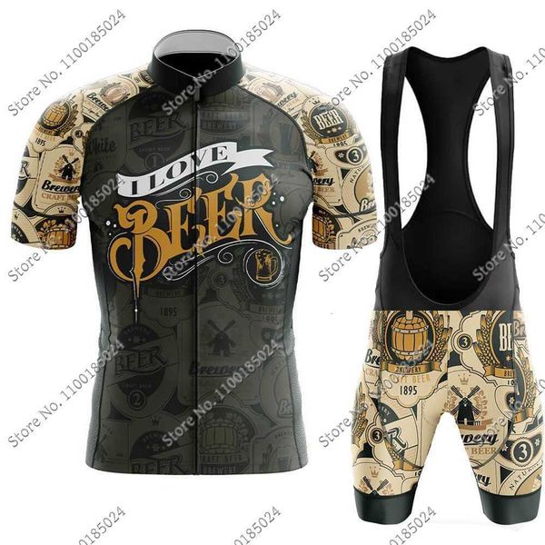 

2022 beer season cycling jersey set summer retro bicycle clothing road bike shirts suit bicycle bib shorts mtb ropa maillot, Black;red