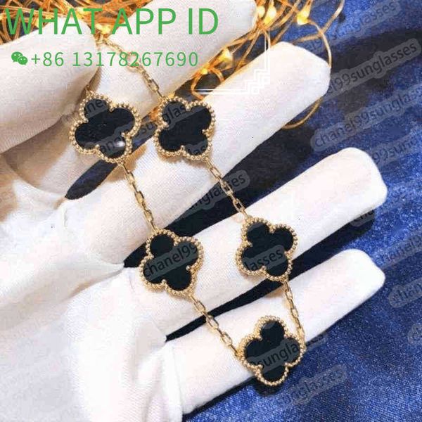 

classic fashion 4 leaf clover charm bracelets bangle chain 18k gold agate shell mother-of-pearl for women girls linka00152, Golden;silver