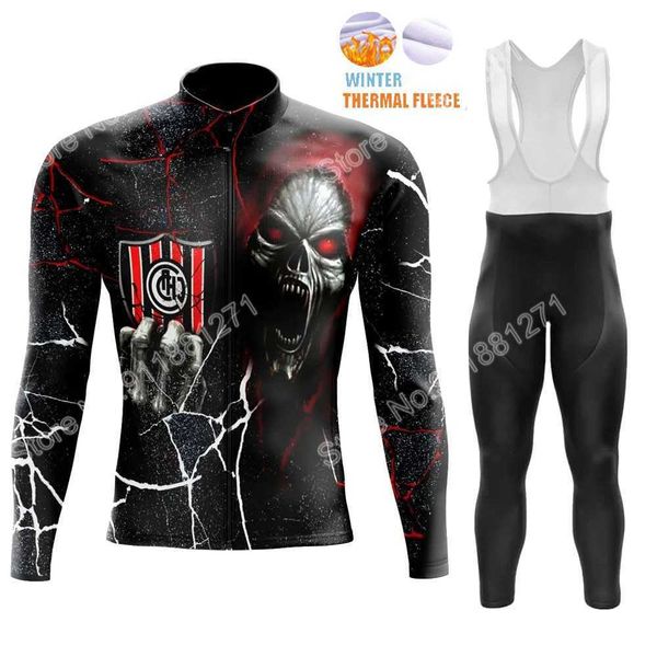 

new skull 2022 winter cycling jersey set clothing suit men long sleeve mtb bike road pants bib ropa ciclismo, Black;red