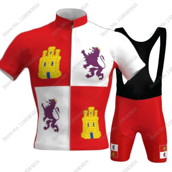 

2022 cycling jersey castile and leon set mens summer bicycle clothing road bike shirt suit bib shorts mtb culotte maillot, Black;red